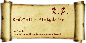Kránitz Pintyőke névjegykártya